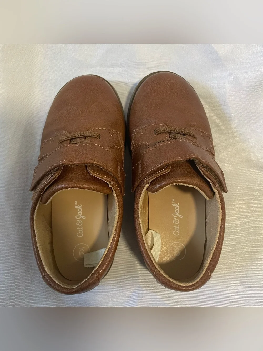 Cat & Jack Brown Kids Hook-and-Loop Dress Shoes